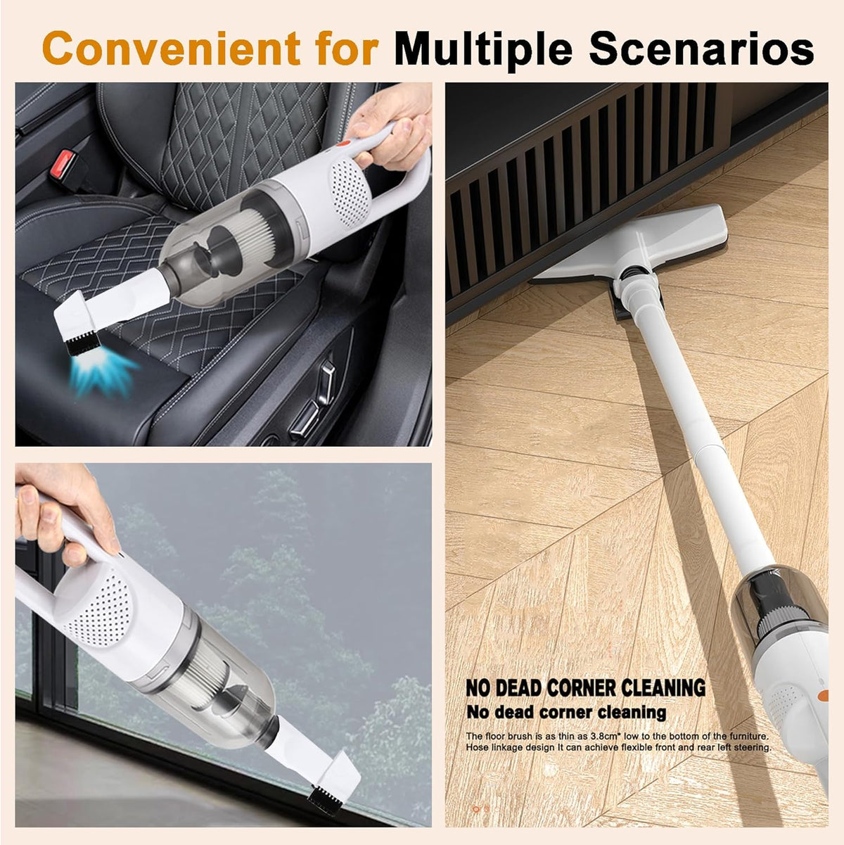 6-in-1 Lightweight Stick Vacuum Cleaner with 100W Powerful Motor, Mini Portable Household Handheld