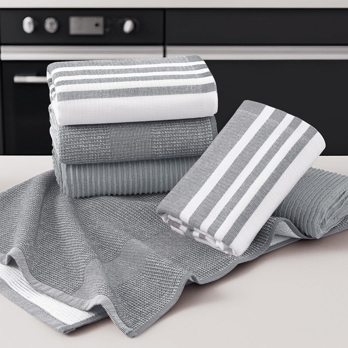 Homaxy Premium Kitchen Towels(18”x 28”, 12 Pack), Large Cotton 380 GSM Kitchen Hand Towels, Soft