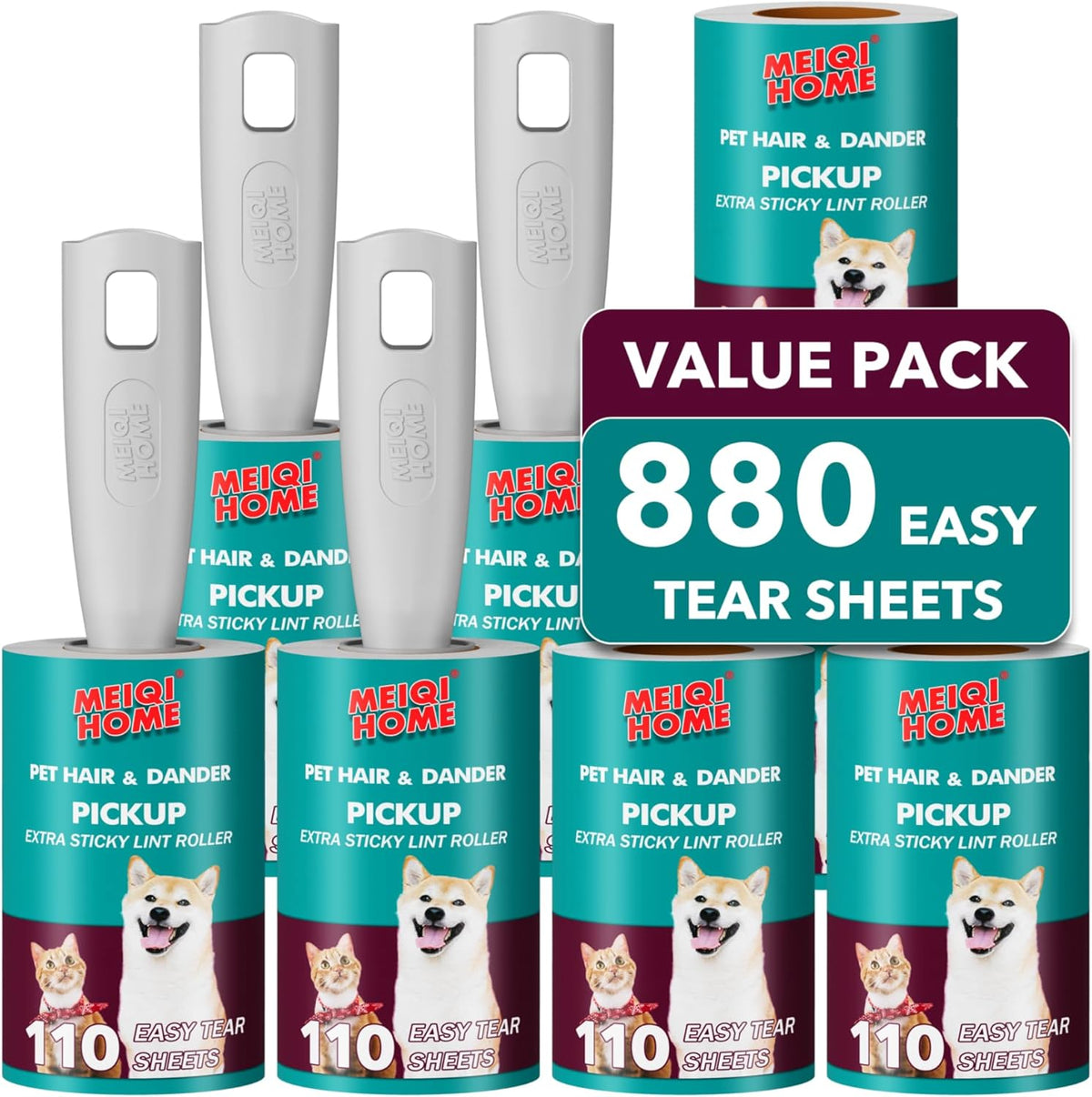 Lint Rollers for Pet Hair Extra Sticky, 880 Sheets Mega Value Set Lint Roller with 4 Upgraded