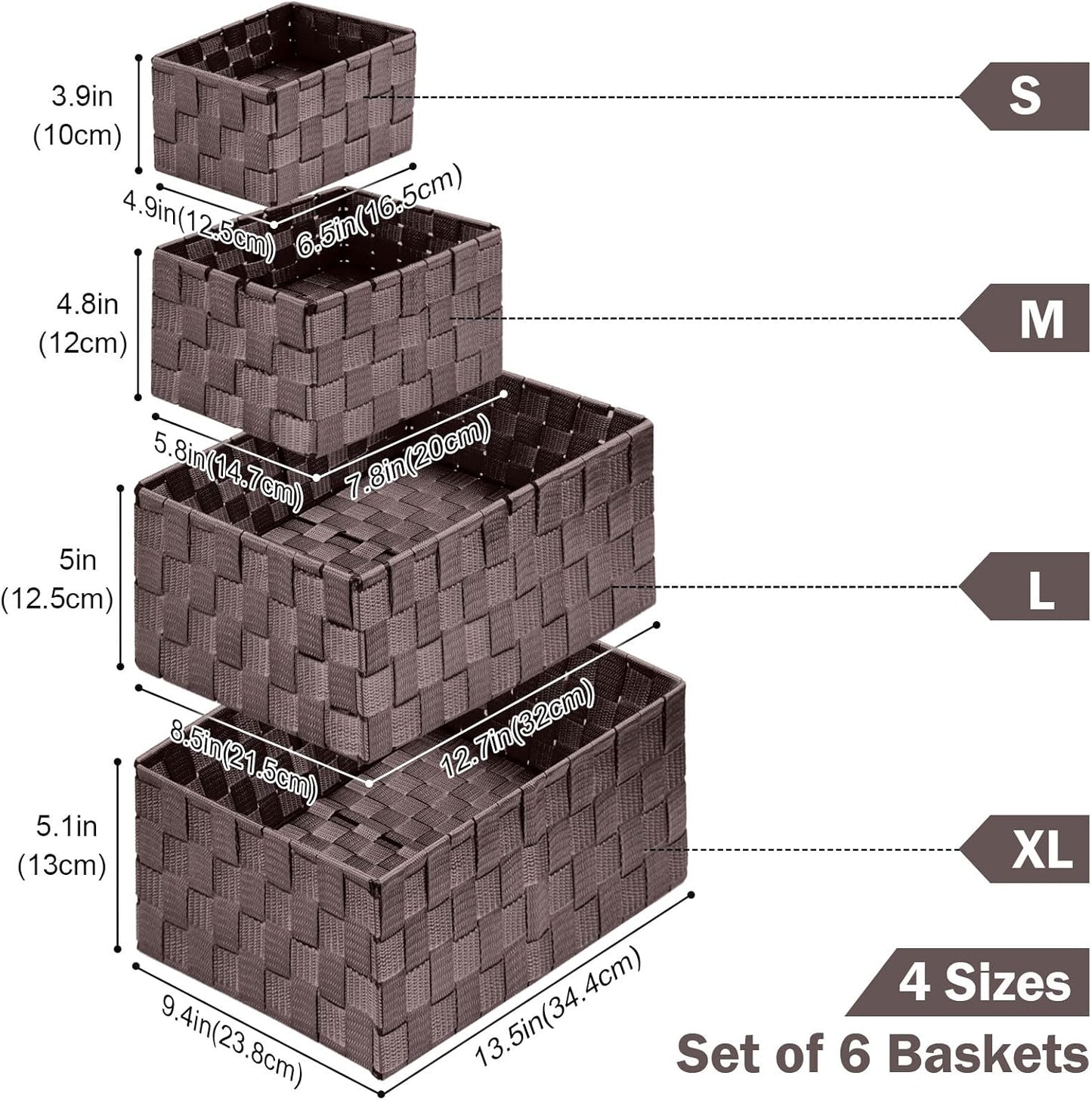Woven Storage Baskets, Storage Bins, Cube Basket Container Baskets Storage Boxes Organizers for