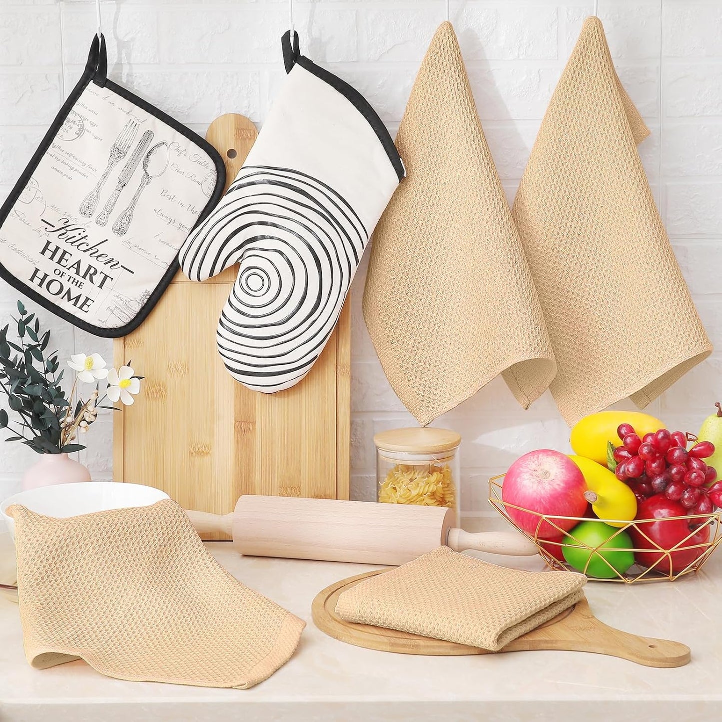 Homaxy 100% Cotton Waffle Weave Kitchen Dish Cloths, Ultra Soft Absorbent Quick Drying Dish Towels