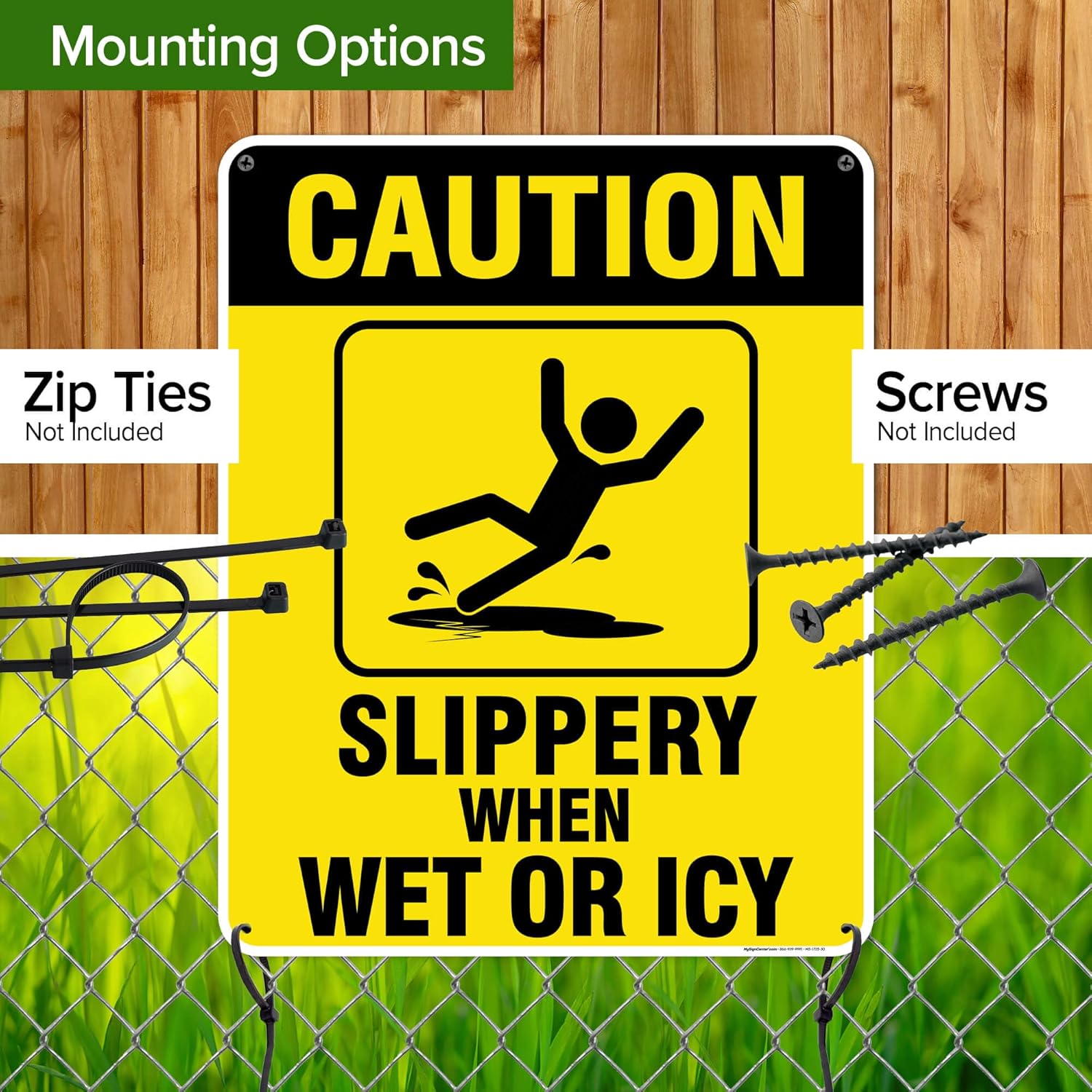 Caution Slippery When Wet Sign or ICY Sign, 24"x30" Polyethylene, Indoor/Outdoor Use, USA MADE By