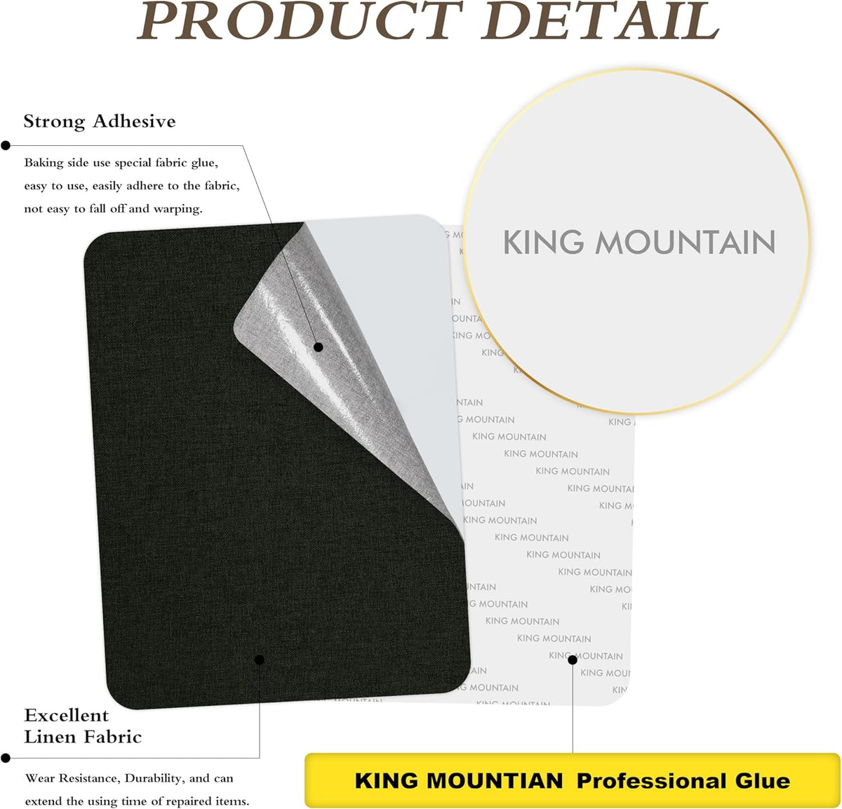 KING MOUNTAIN Fine Linen Repair Patches, Self-Adhesive Fabric, 8X11 Inch 2 PCS, Multi Color, for