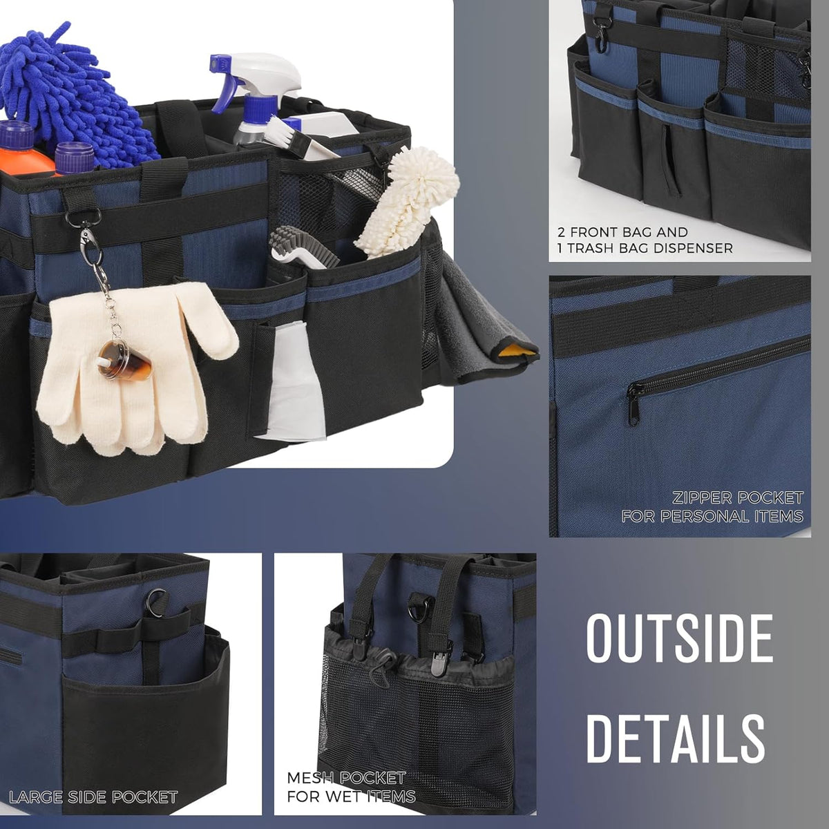 Wearable Cleaning Caddy, Cleaning Caddy Supplies Organizer with Handle & Shoulder Straps for