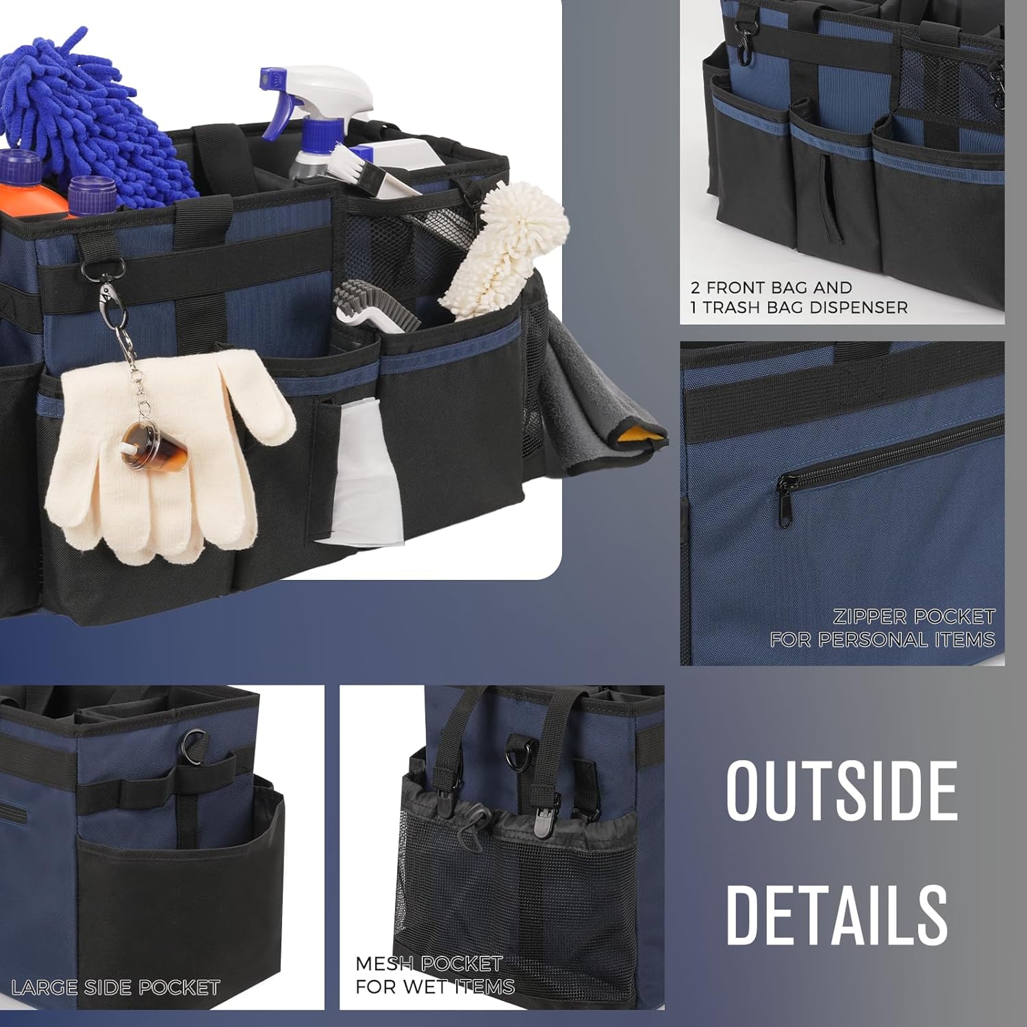 Wearable Cleaning Caddy, Cleaning Caddy Supplies Organizer with Handle & Shoulder Straps for