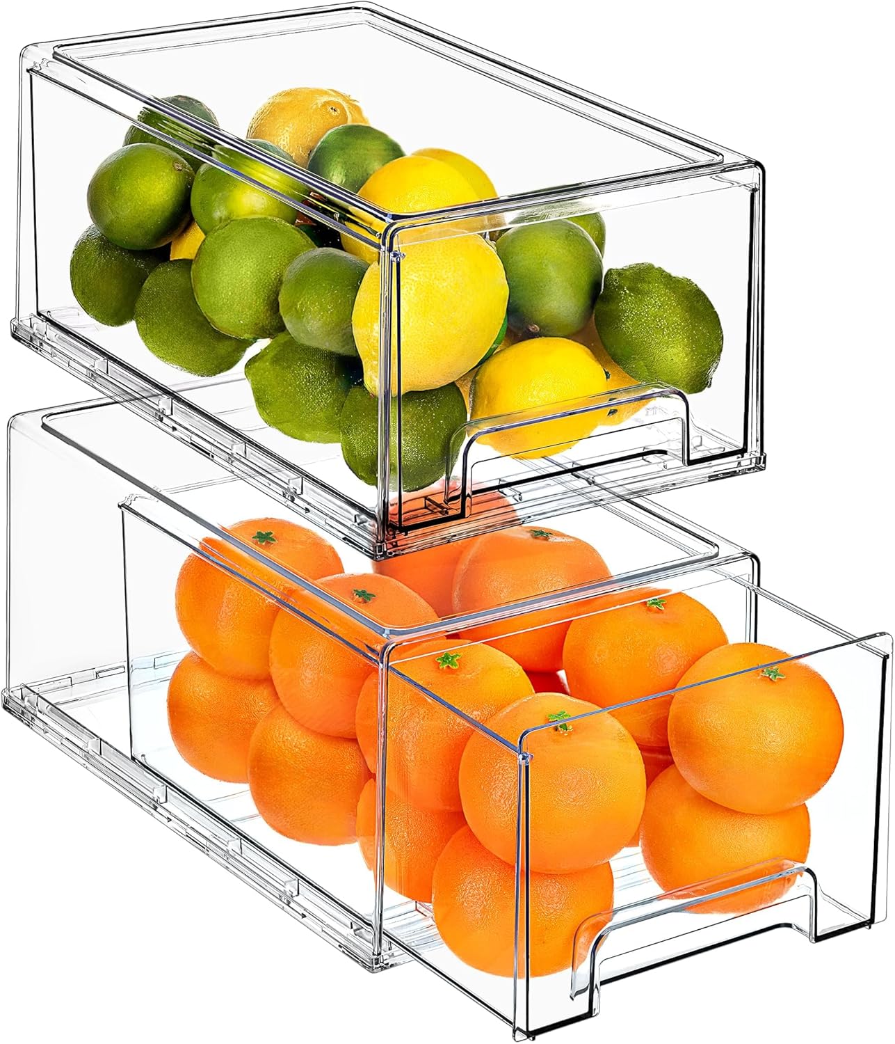 Sorbus Large Clear Storage Drawers (2 Pack) – Stackable Pull-Out Storage Bins with Handles, Slide
