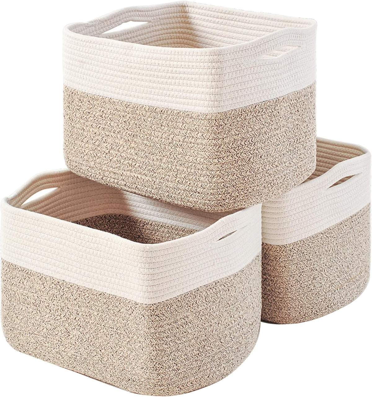 Storage Baskets for Organizing, Woven Cotton Rope Basket for Storage Books, Baby Organizing