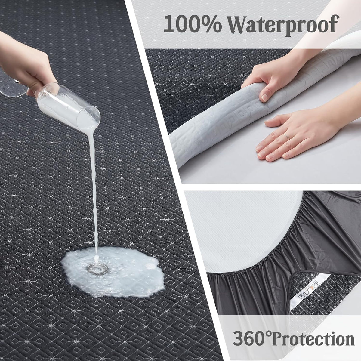 BEDLORE King Mattress Protector, Waterproof Noiseless Mattress Cover with Deep Pocket for 6-18