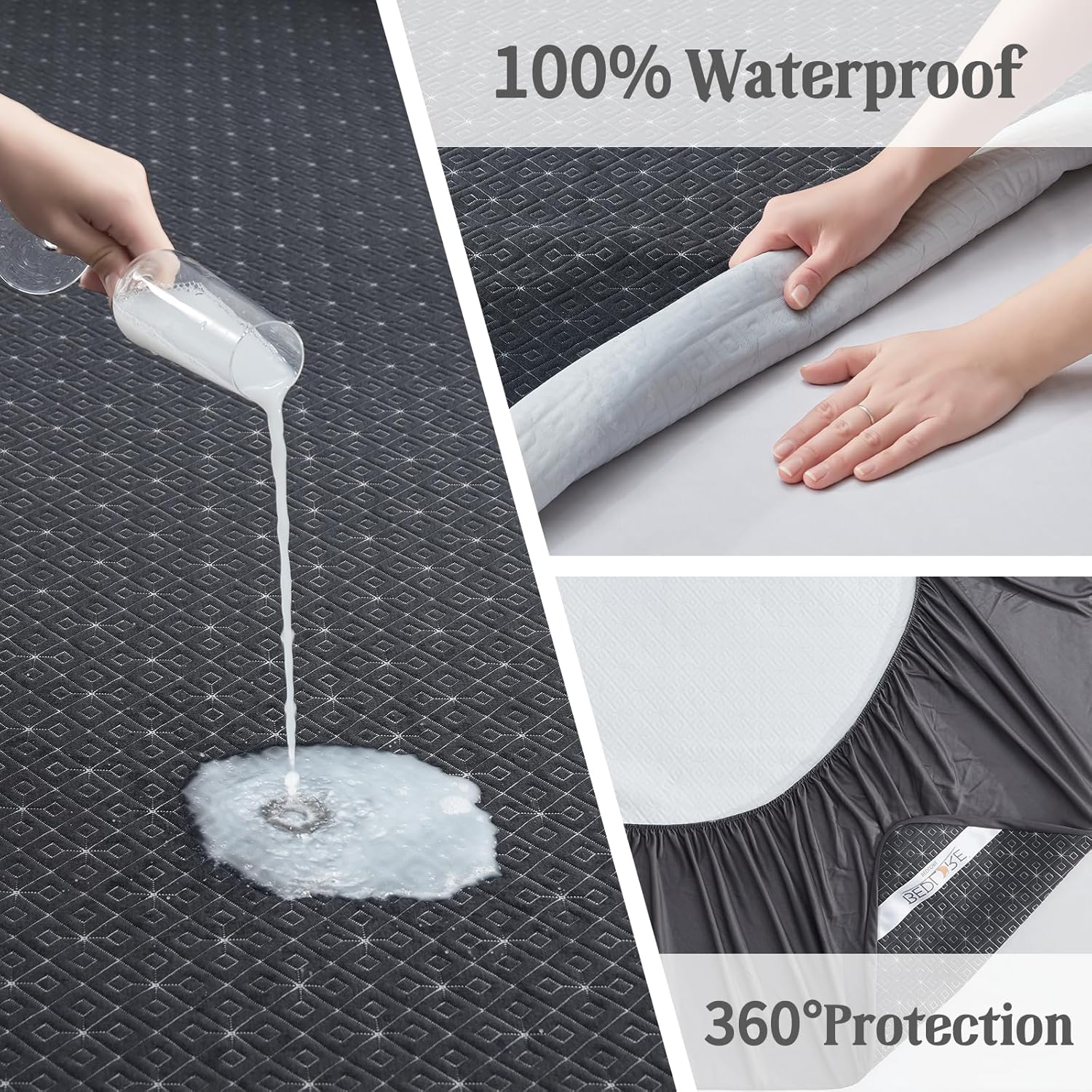 BEDLORE Twin Mattress Protector, Waterproof Noiseless Mattress Cover with Stretchable Pockets for