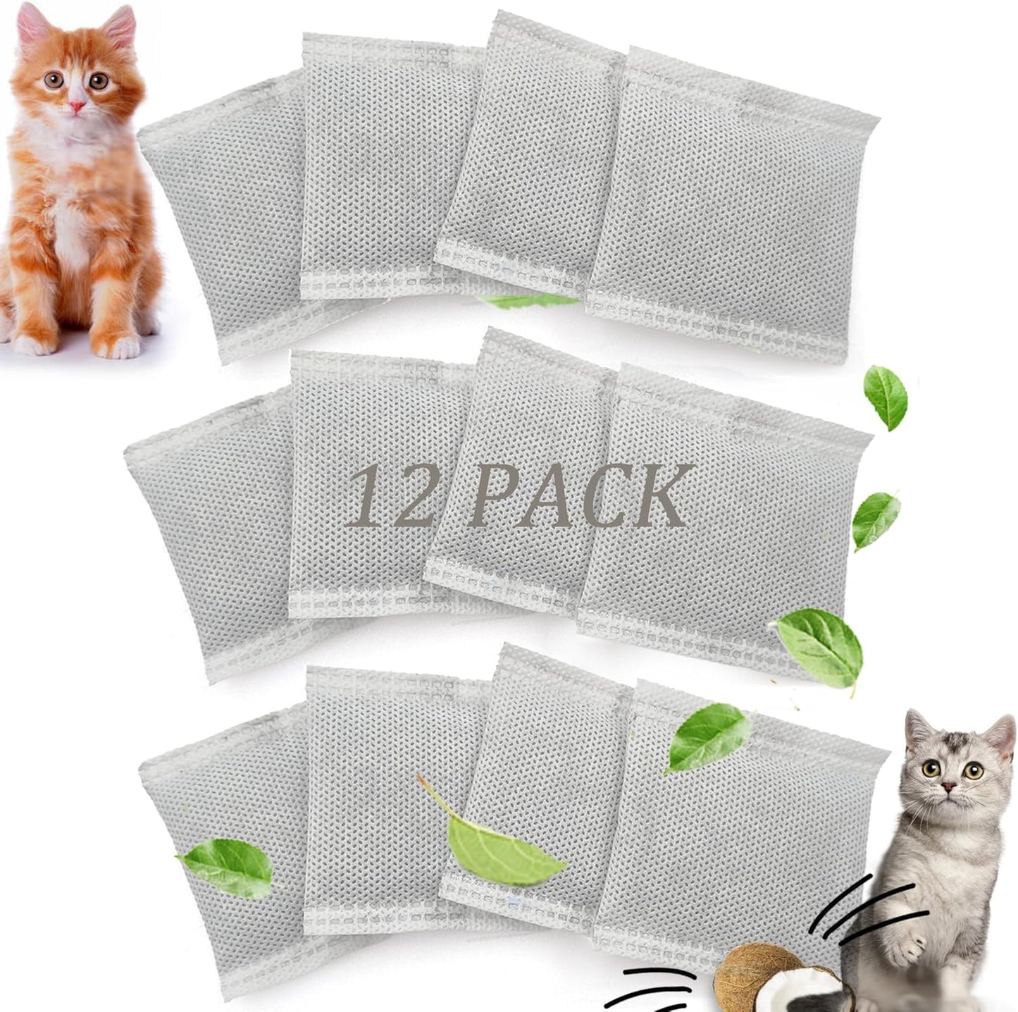 12 Pack Universal Odor Eliminator for Hooded Cat Litter Box, Natural Activated Charcoal Filters