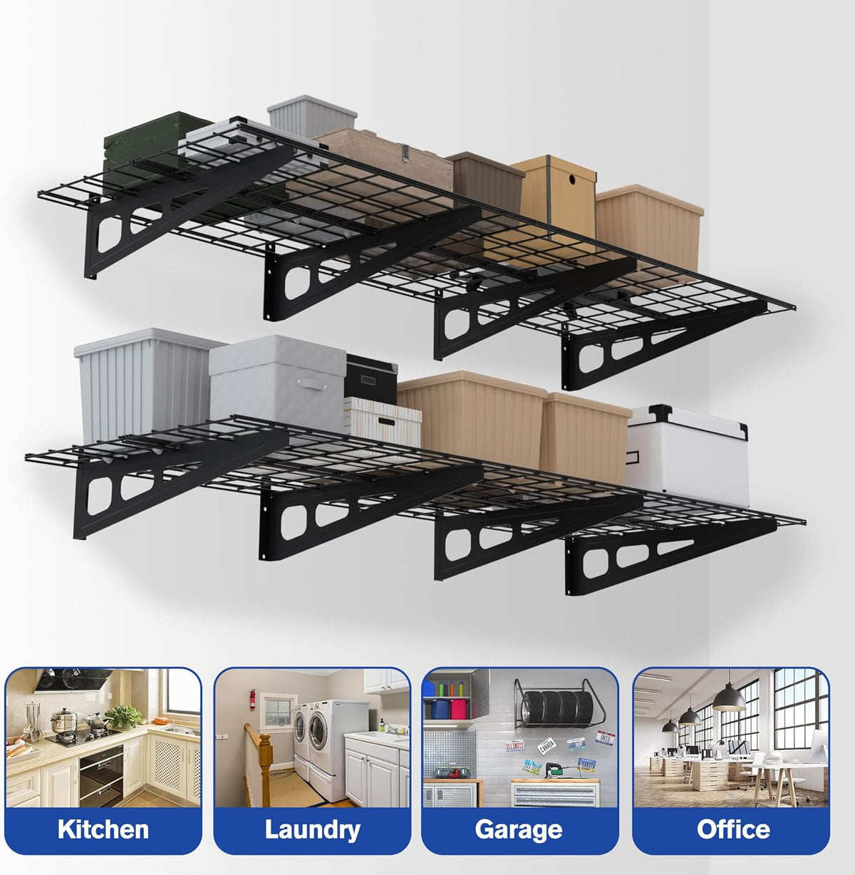WORKPRO 2-Pack 2x6FT Garage Wall Shelving, 72” x 24” Heavy Duty Wall Mounted Shelving, 800lbs Load