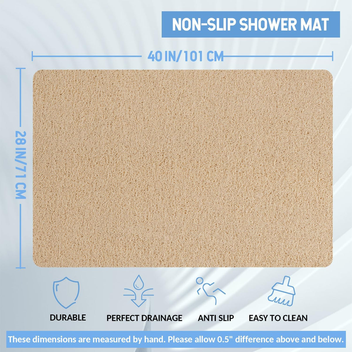 Non-Slip Bathtub Mat, Anti Slip Shower Mat, Fast Drying Bathtub Mats, Foot Scrubber Mat, Anti Slip