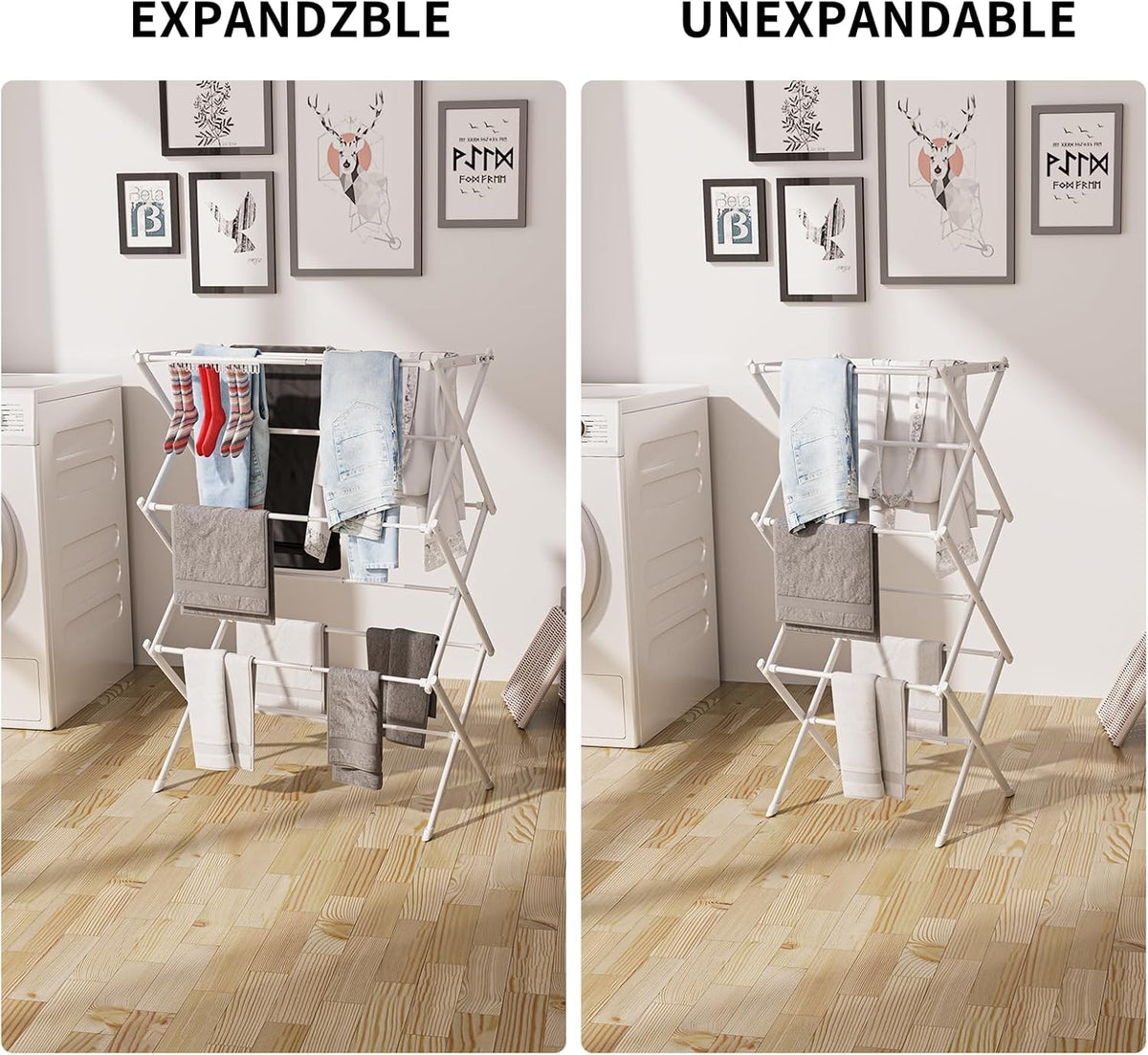 3 Tier Clothes Drying Rack,Foldable & Portable Clothing Drying Rack,Space-Saving Design, Indoor &