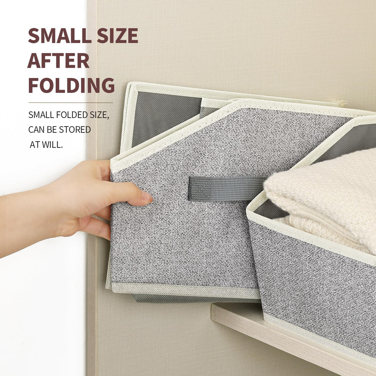 Homsorout Closet Organizers Bins 6 Packs - Large Closet Shelf Organizer with Handles, Fabric