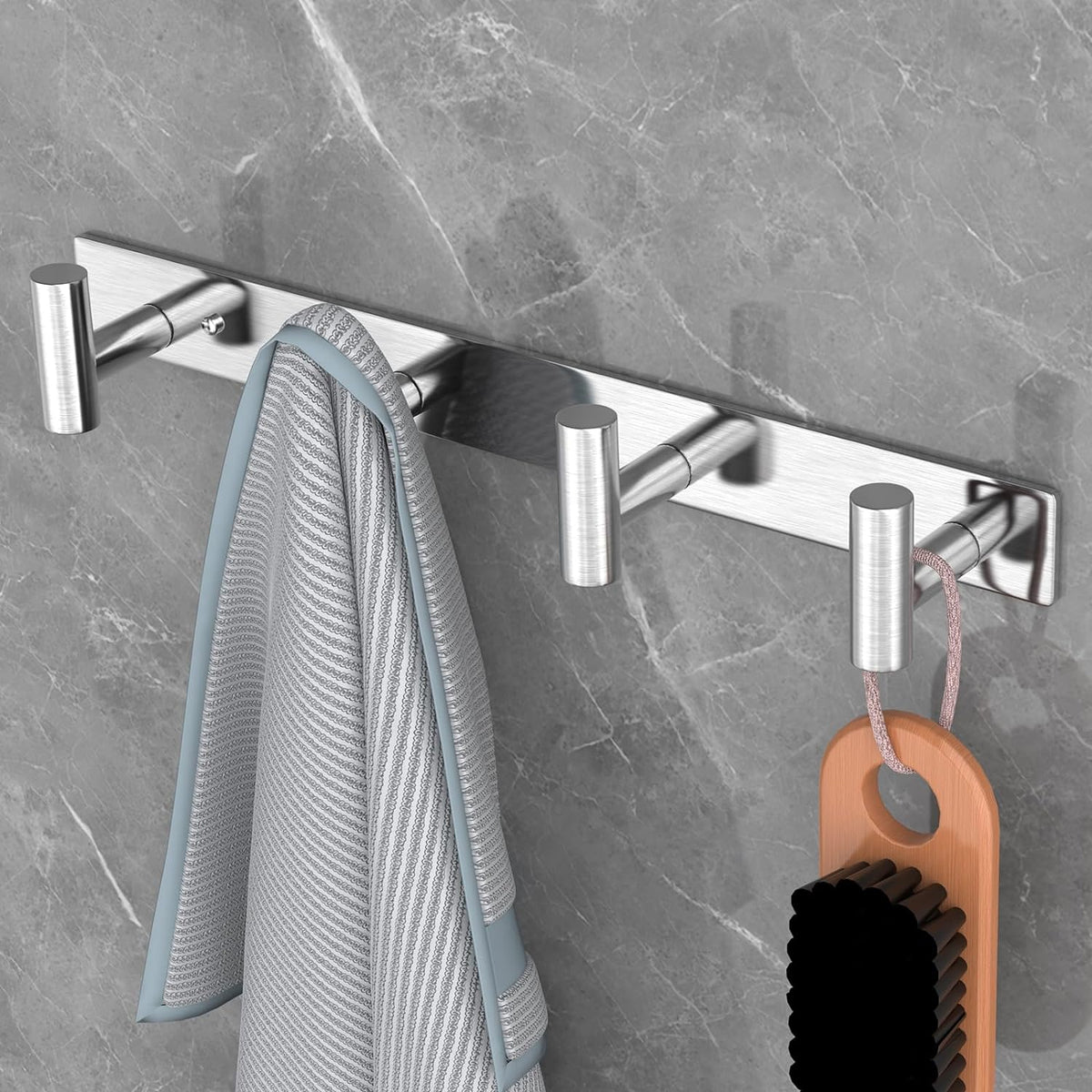 VAEHOLD 1PACK Hat and Coat Wall Mount Rack - 4 Hooks for Robes, Bags, Keys, and Towels - Bathroom