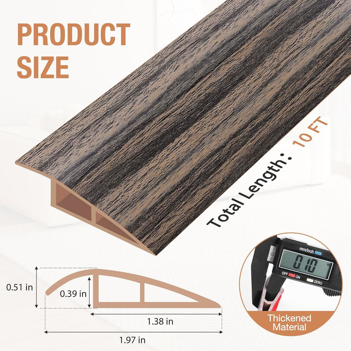 Floor Transition Strip Self Adhesive Vinyl Door Threshold for Doorways Carpet Edging Trim Overlap