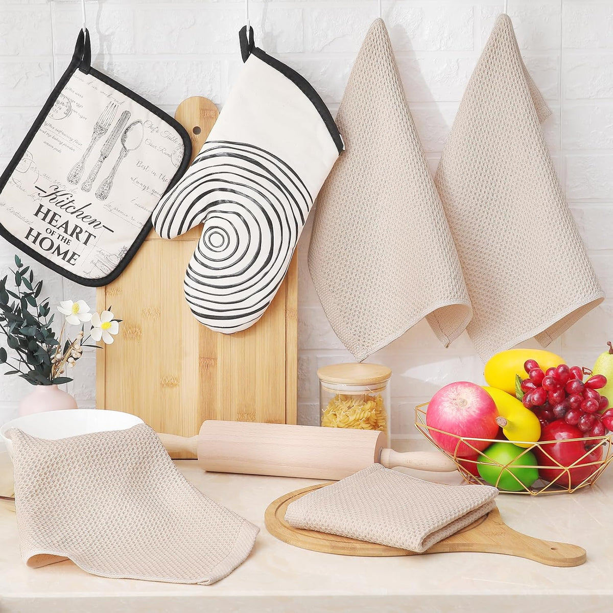 Homaxy 100% Cotton Waffle Weave Kitchen Dish Cloths, Ultra Soft Absorbent Quick Drying Dish Towels