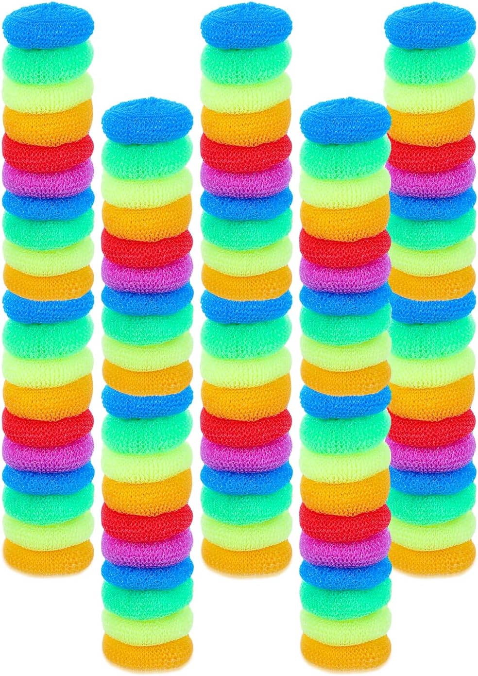 100 Pcs Plastic Dish Scrubbers, Reusable Non-Scratch Nylon Scouring Pads Bulk for Kitchen Cleaning