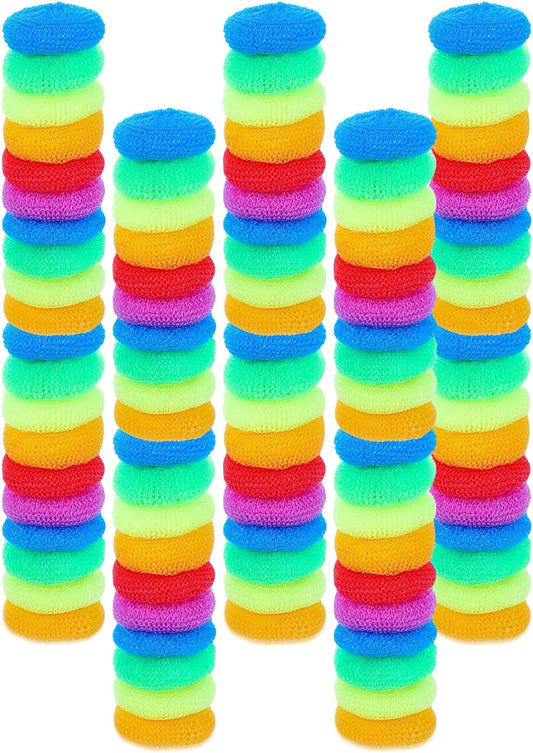 100 Pcs Plastic Dish Scrubbers, Reusable Non-Scratch Nylon Scouring Pads Bulk for Kitchen Cleaning