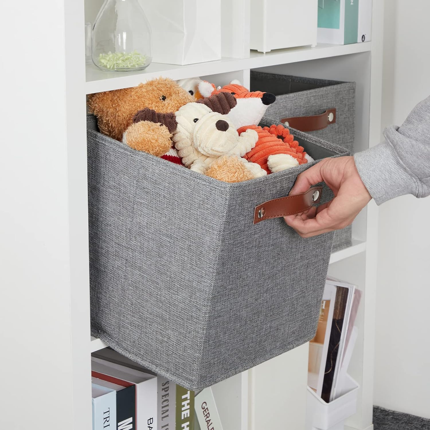 DULLEMELO 11x11 Cube Collapsible Fabric Storage Bins for Shelf Organizing, Toy Square Bins, Kids