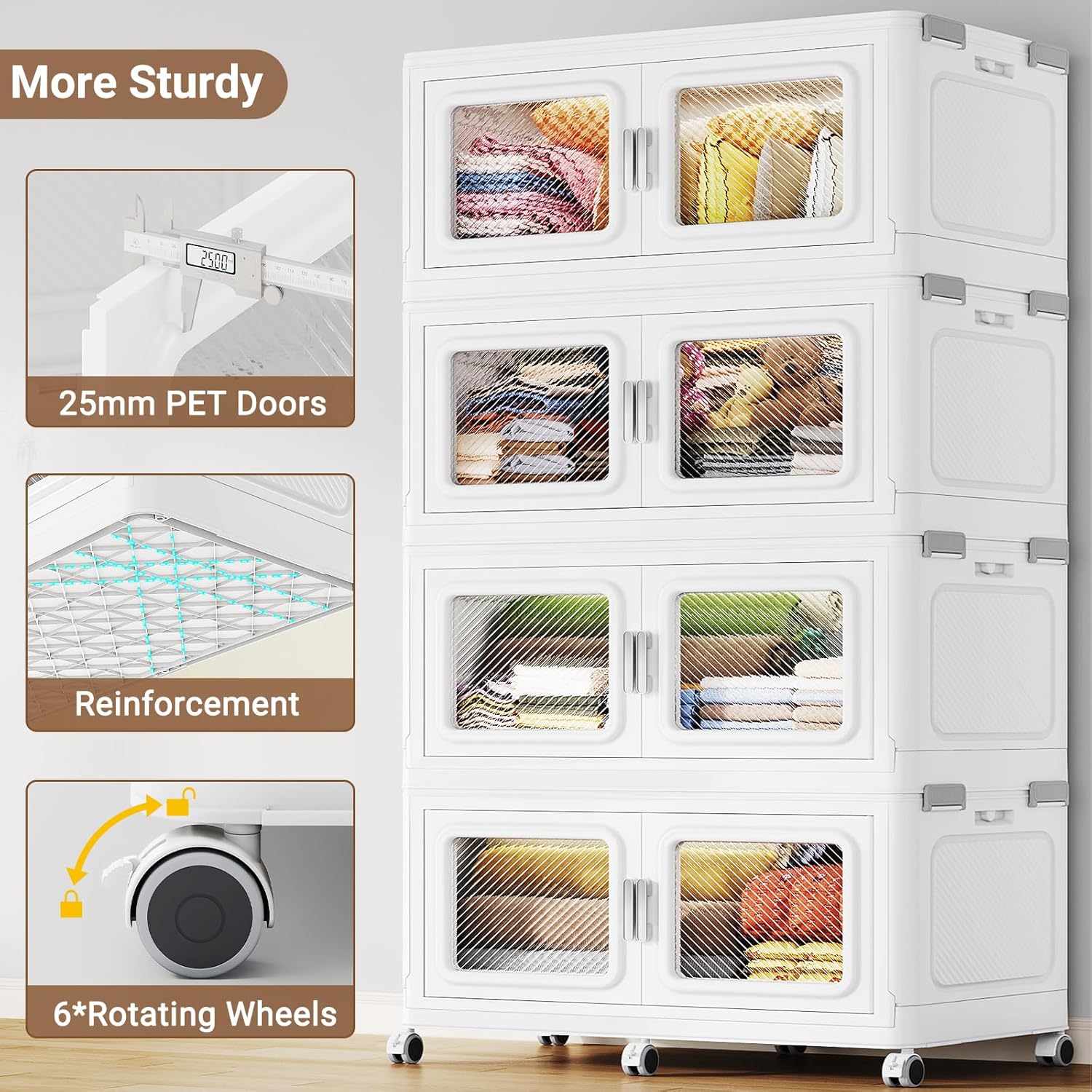 BROVIEW 880 Qt Stackable Storage Bin with Lids, 220Gal Extra Large Collapsible Storage Boxes