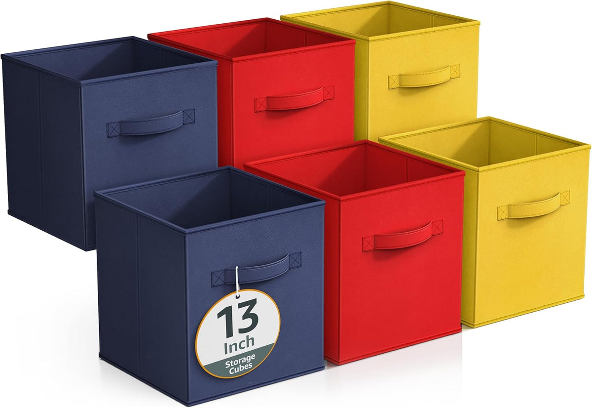 Sorbus Fabric Storage Cubes - 6 Foldable Storage Bins for Organizing Pantry, Cubbies, Toy Box