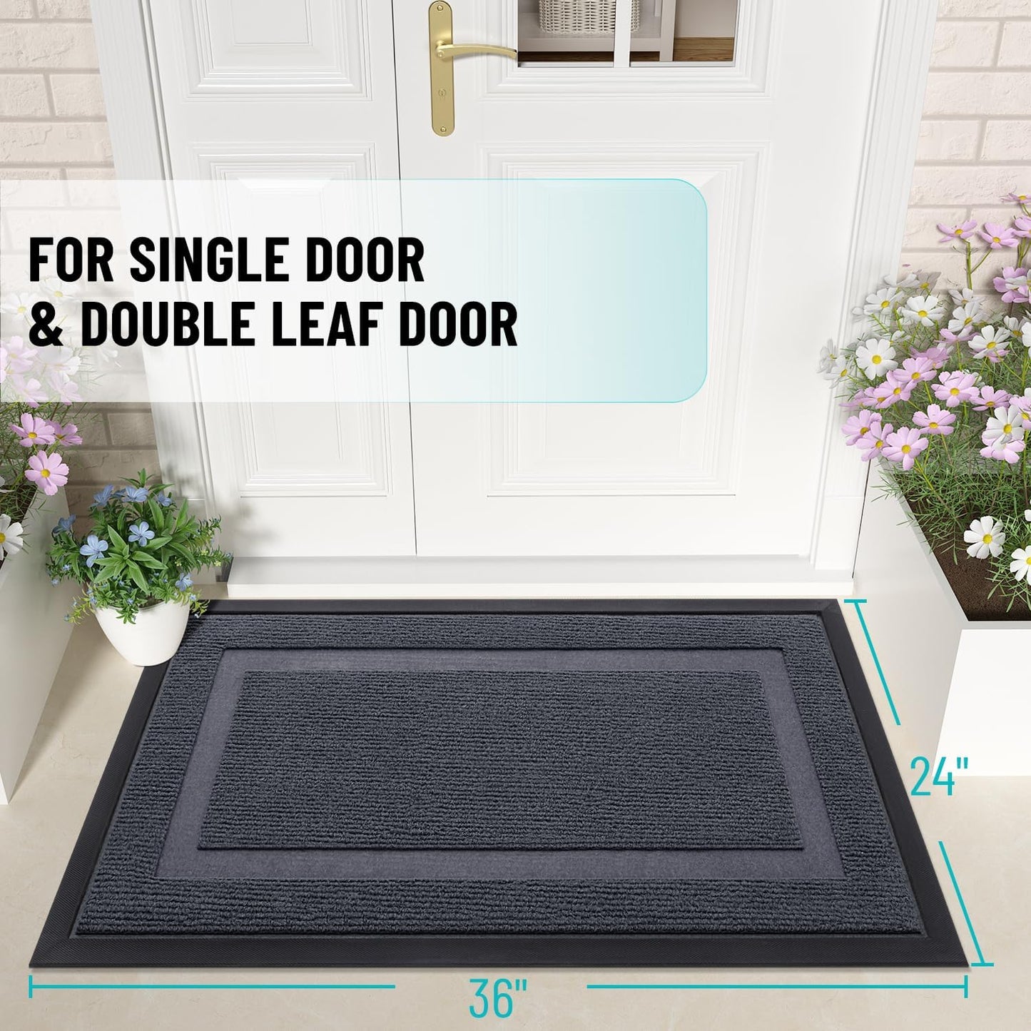 OLANLY Front Door Mat Indoor Outdoor Entrance, Waterproof All-Season, All-Weather Doormat, Sturdy