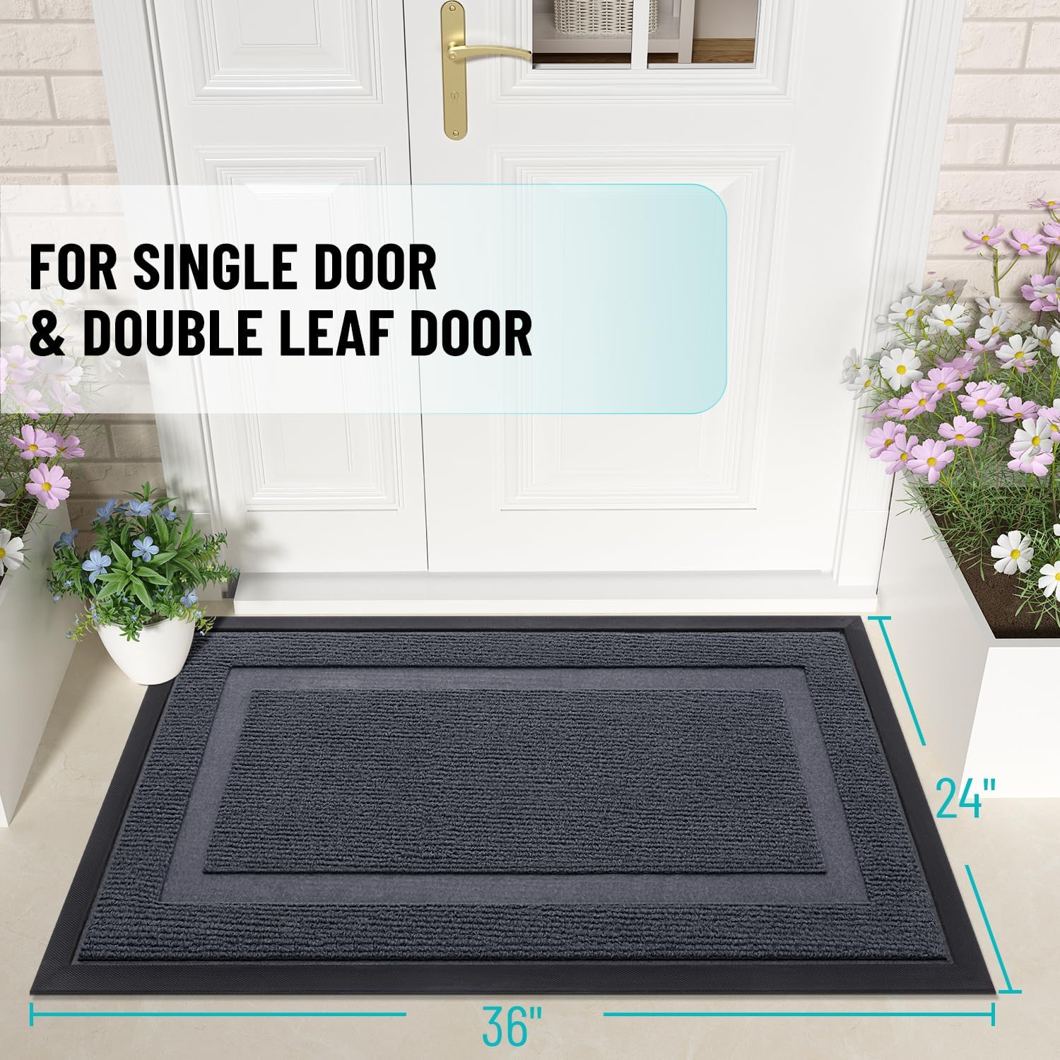 OLANLY Front Door Mat Indoor Outdoor Entrance, Waterproof All-Season, All-Weather Doormat, Sturdy