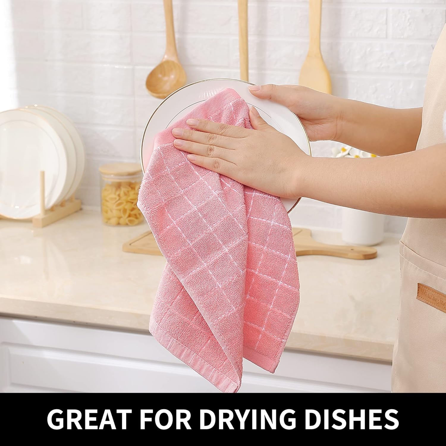 Homaxy 100% Cotton Terry Kitchen Dish Cloths, Ultra Soft and Absorbent Dish Towels for Kitchen