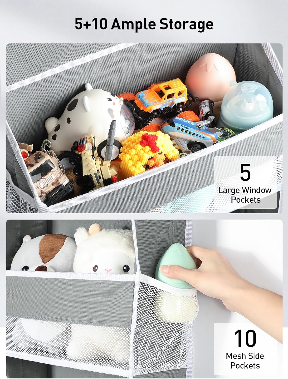 Yecaye 1 Pc Over the Door Organizer with 5 Bins 10 Side Pockets, 44lbs Load Hanging Bathroom and