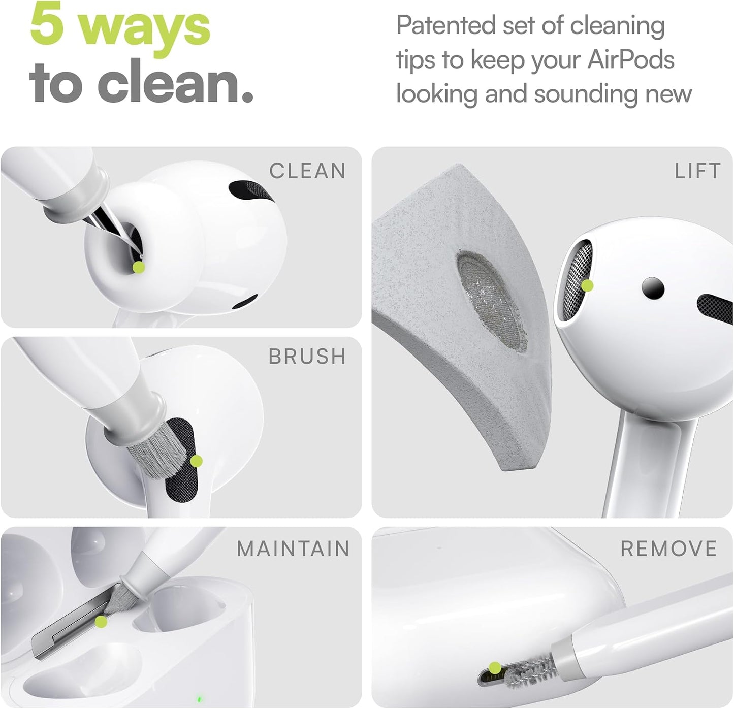 KeyBudz Air Care 2.0 AirPods Cleaning Kit - Patented Multi-Tool Cleaner with Interchangeable Brush