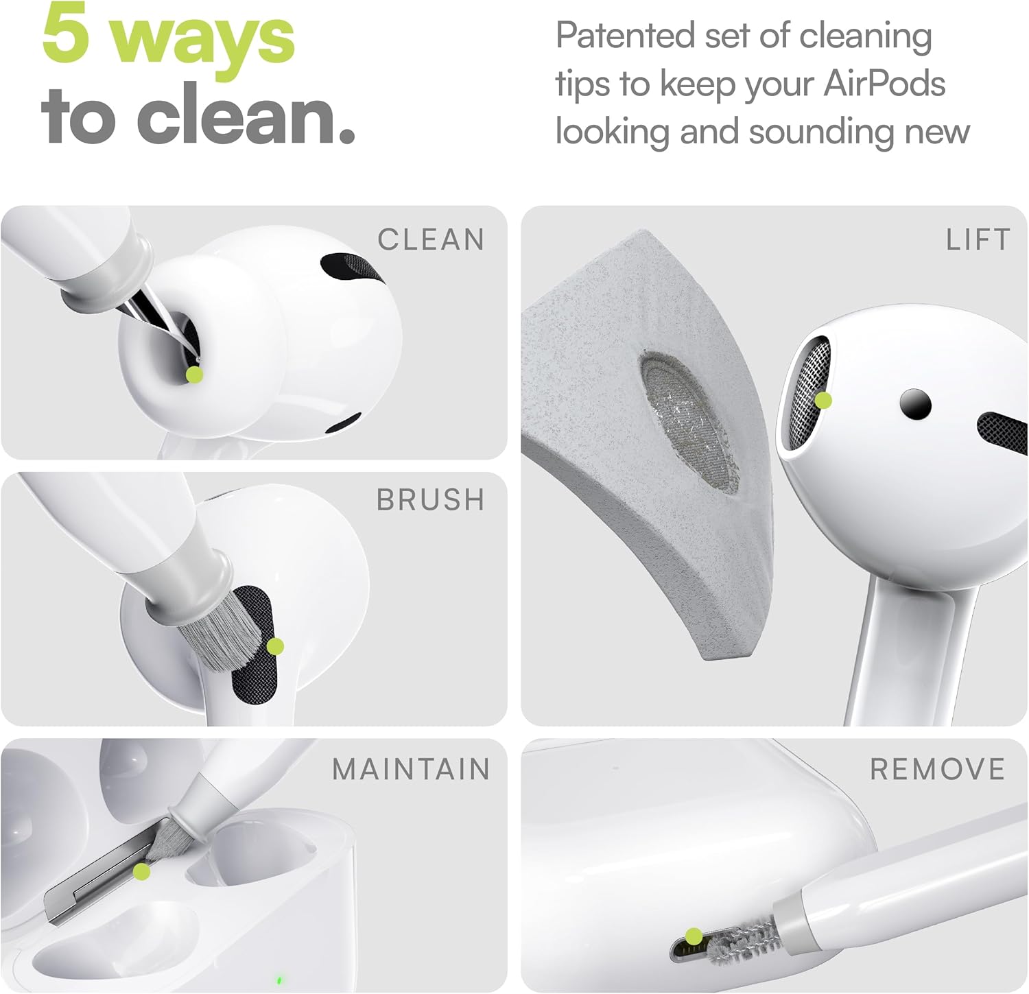 KeyBudz Air Care 2.0 AirPods Cleaning Kit - Patented Multi-Tool Cleaner with Interchangeable Brush