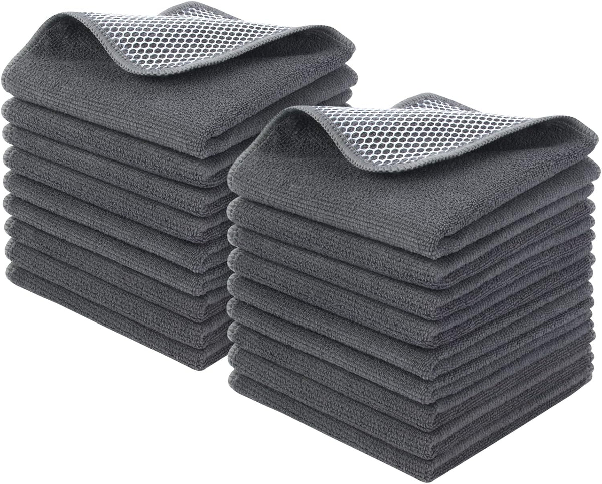 KinHwa Kitchen Washcloths for Dishes Absorbent Microfiber Dish Cloths Quick Dry Dish Rags with Poly