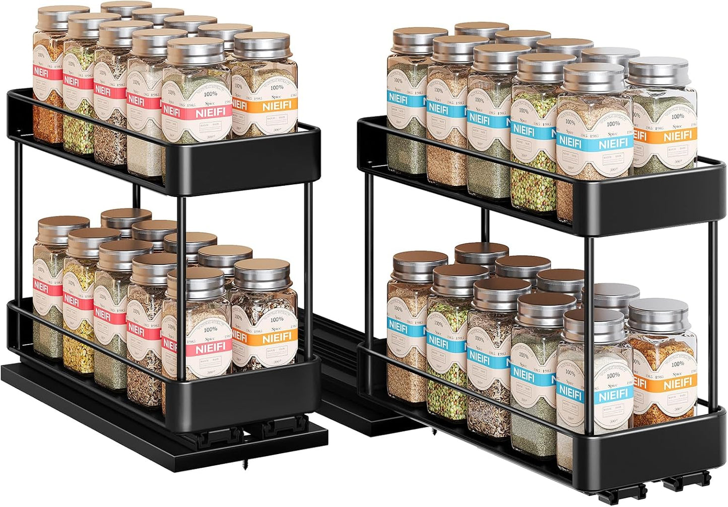 Nieifi Spice Rack Organizer for Cabinet, Vertical Spice Rack Pull Out, Easy to Install, Metal