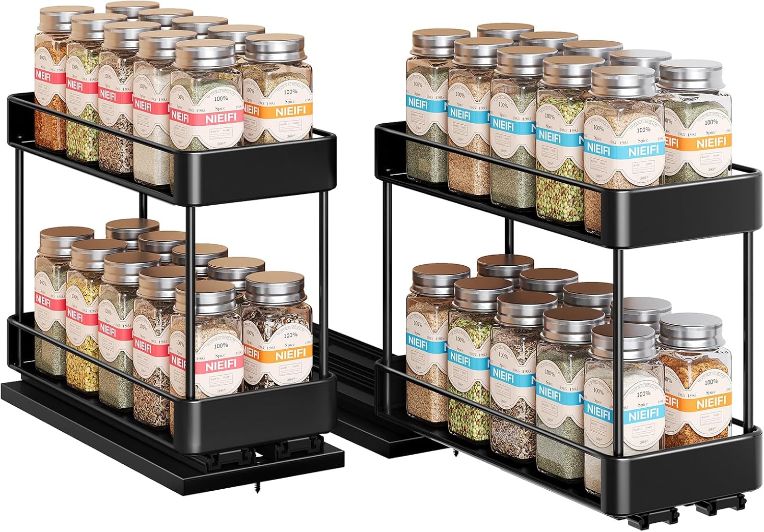 Nieifi Spice Rack Organizer for Cabinet, Vertical Spice Rack Pull Out, Easy to Install, Metal
