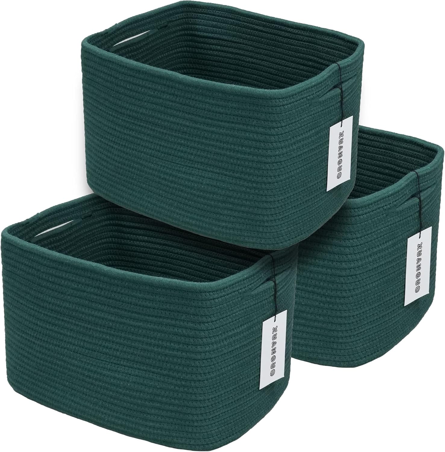 Cotton Rope storage Basket Bins14.5X9.5X9.3“ Basket for Organizing Shelves Rectangle Decorative