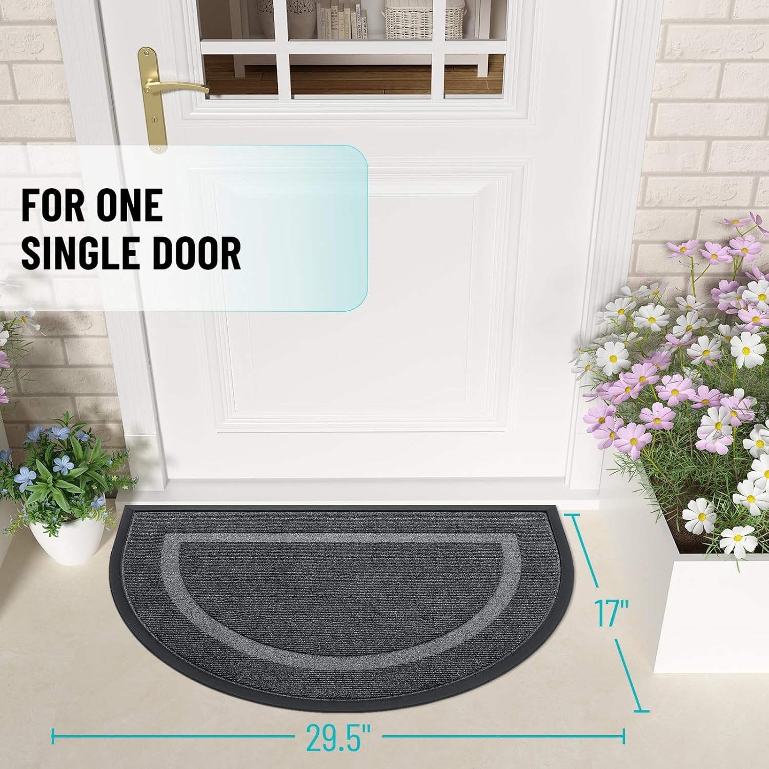 OLANLY Half Circle Door Mat Indoor Outdoor Entrance Welcome, Waterproof All-Season, All-Weather