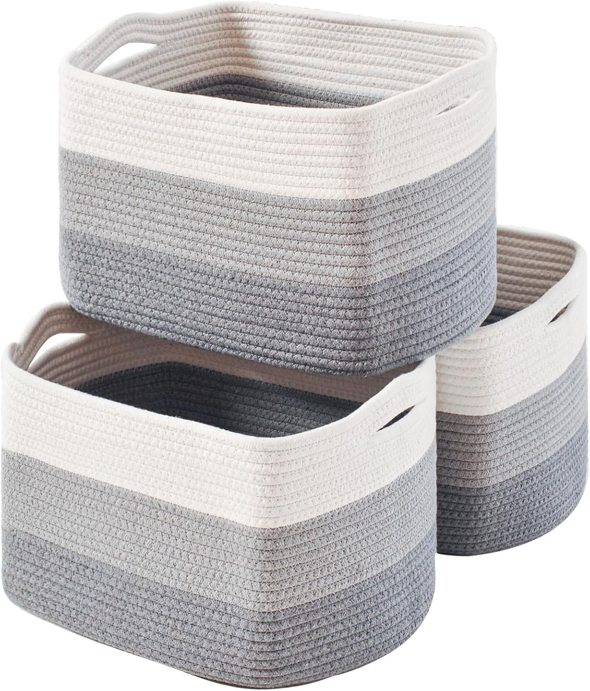 Storage Baskets for Organizing Shelves, Woven Cotton Rope Baskets for Storage Books Towels Toys