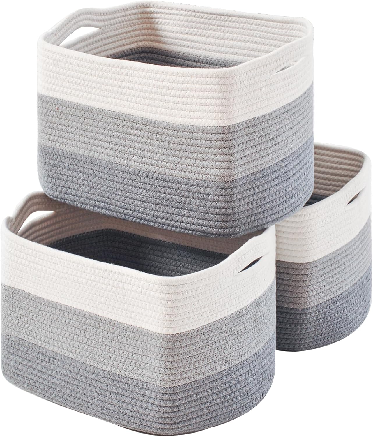 Storage Baskets for Organizing Shelves, Woven Cotton Rope Baskets for Storage Books Towels Toys