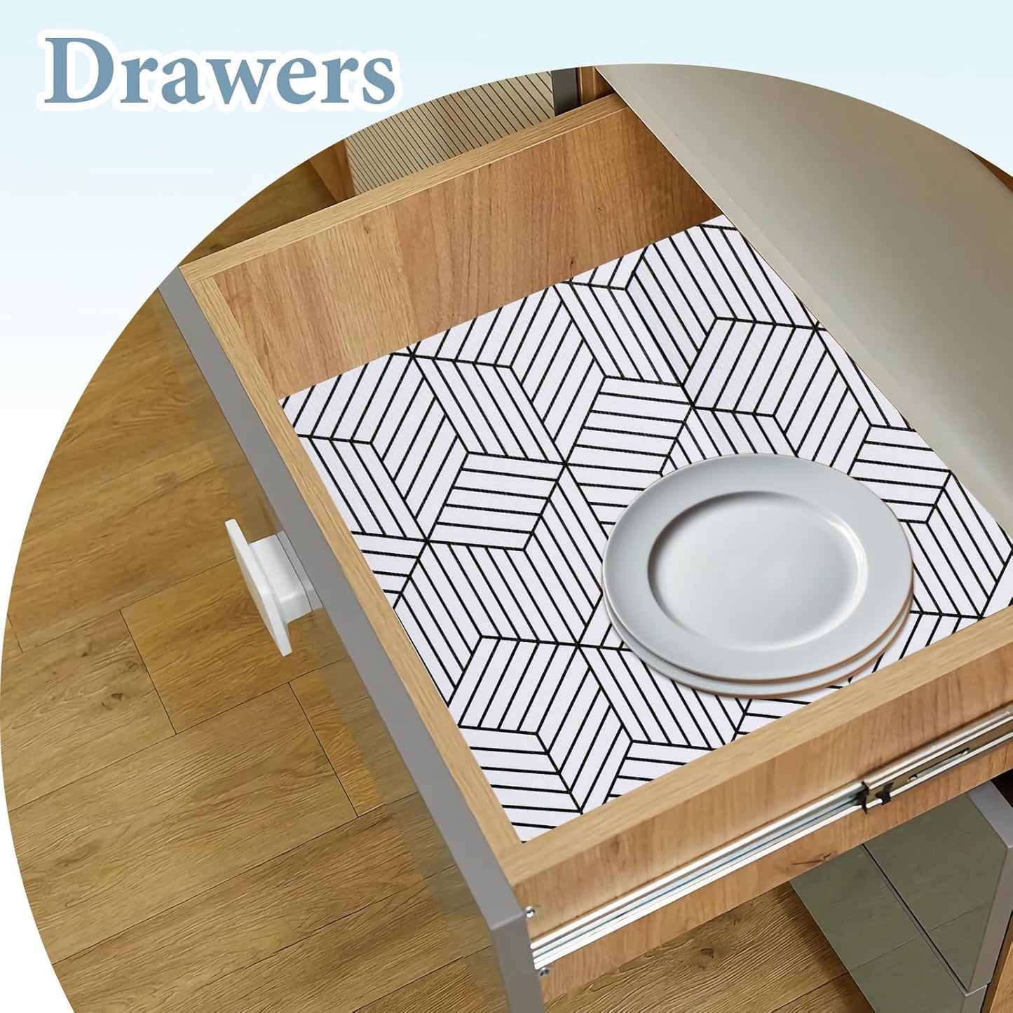 Shelf Liners for Kitchen Cabinets Non Adhesive Shelf Liner Paper Non-Slip Thickened Drawer Liner