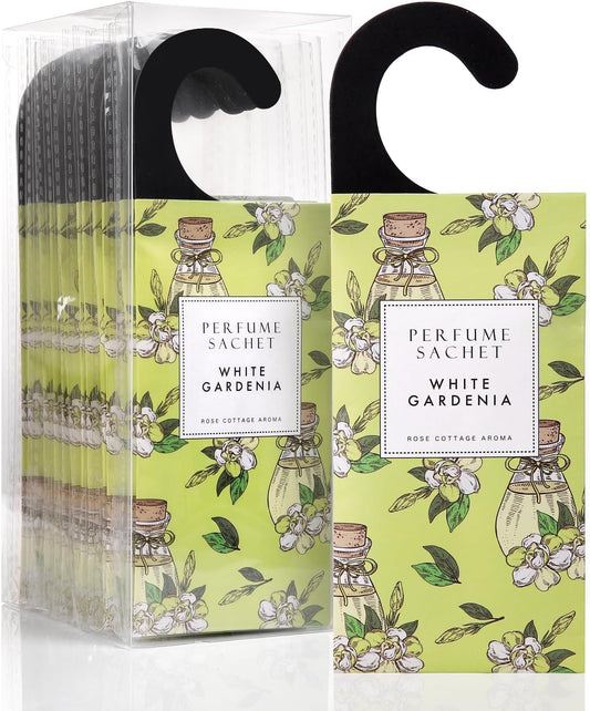 ROSE COTTAGE Large 12 Packs White Gardenia Hanging Closet Deodorizer Air Freshener Long Lasting
