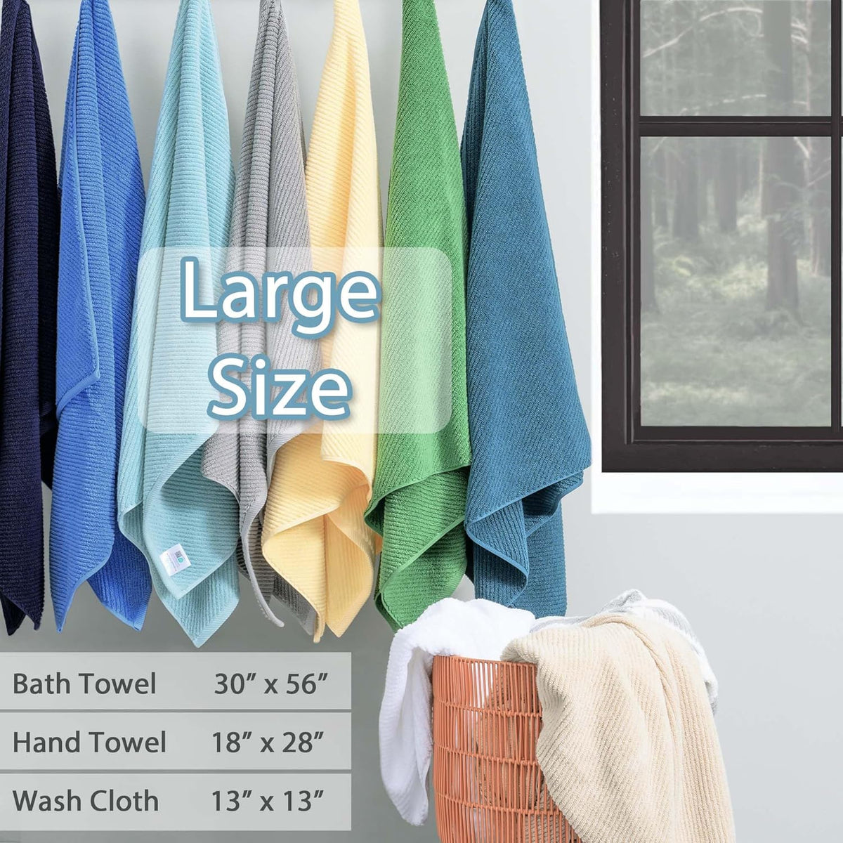 VOOVA & MOVAS Tan Bath Towels - 100% Cotton | Lightweight | Soft | Thick, 2 Bath 30"x56", 2 Hand