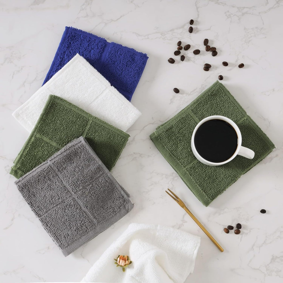 Glynniss Dishcloths Kitchen Highly Absorbent Dish Rags 100% Cotton Dish Cloths for Washing Dishes