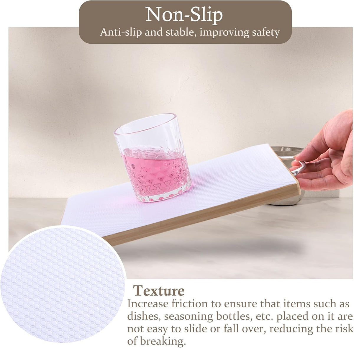 Cabinet Shelf Liners 15 Inch Wide X 20 Ft Kitchen Drawer Liner Non-Adhesive Pantry Cupboard Liner