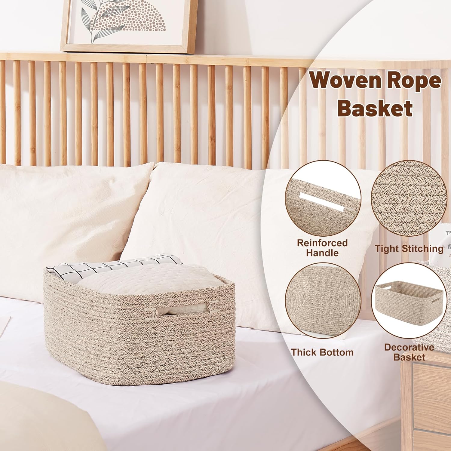 OIAHOMY Storage Basket for Shelves, Closet Cube Storage Bins Baskets for Clothes Blanket Towels