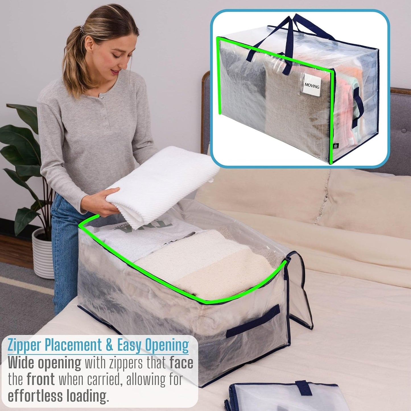 VENO 6 Pack Moving and Storage Bags, Heavy Duty, Alternative to Moving Boxes, Large Packing Totes