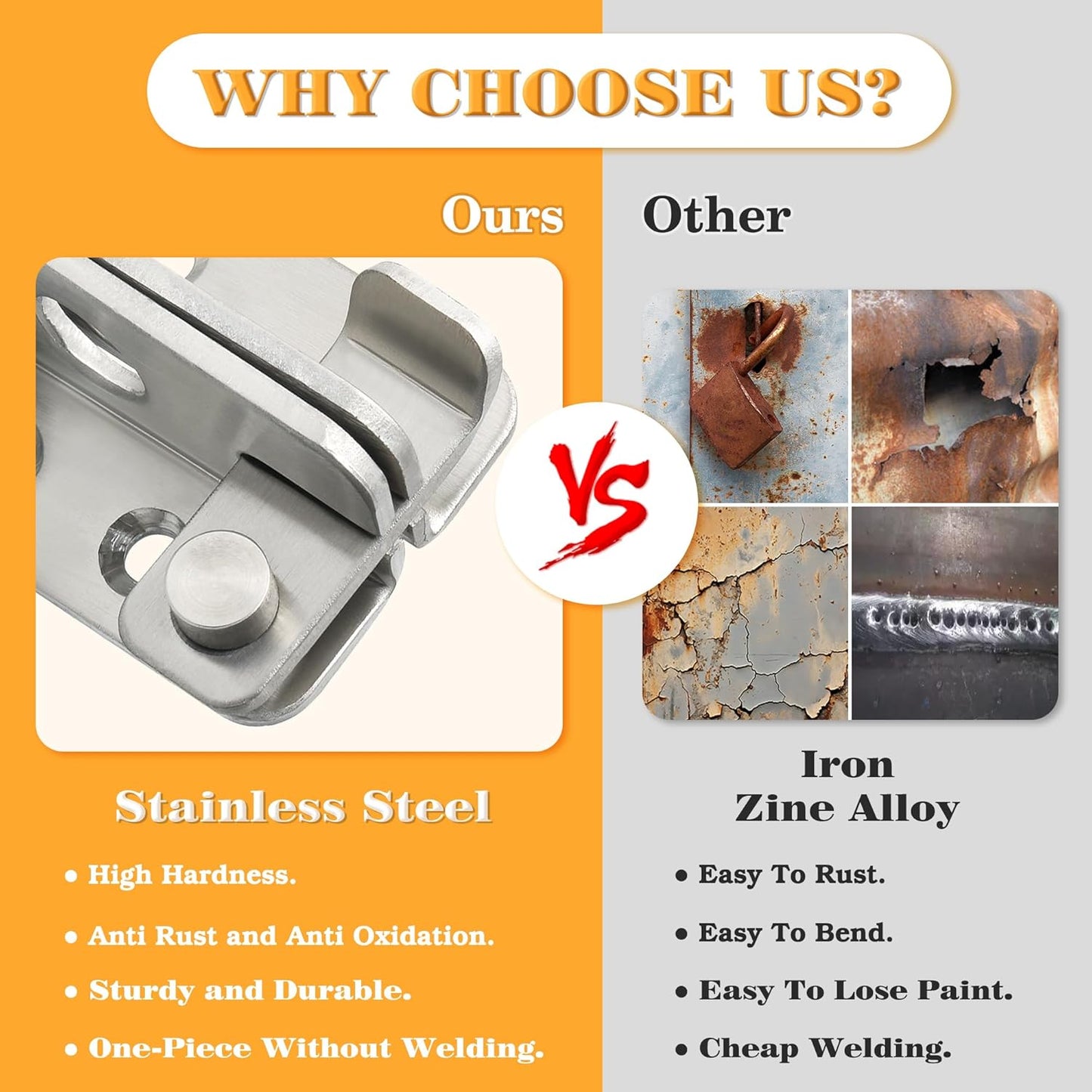 Alise Flip Latch Gate Latches Slide Bolt Latch Safety Door Lock Catch for Barn Cabinet Pet Cage