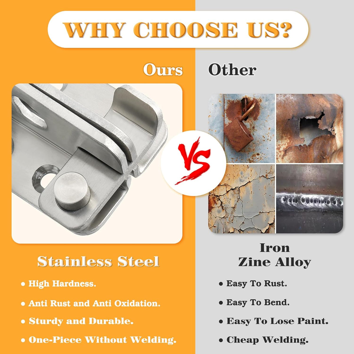 Alise Flip Latch Gate Latches Slide Bolt Latch Safety Door Lock Catch for Barn Cabinet Pet Cage