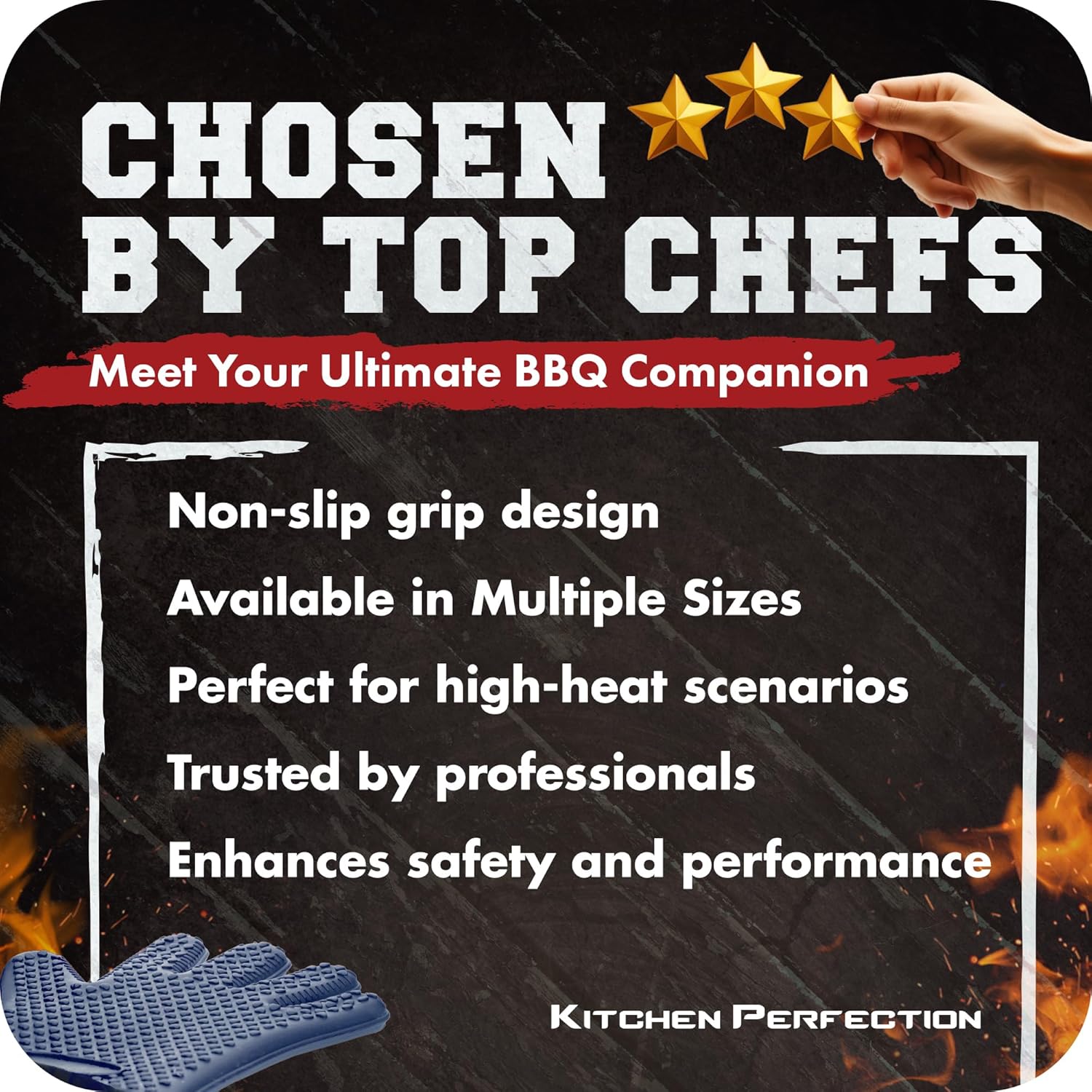 KITCHEN PERFECTION XL Silicone Smoker Oven Gloves-Extreme Heat Resistant BBQ Gloves-Handle Hot Food
