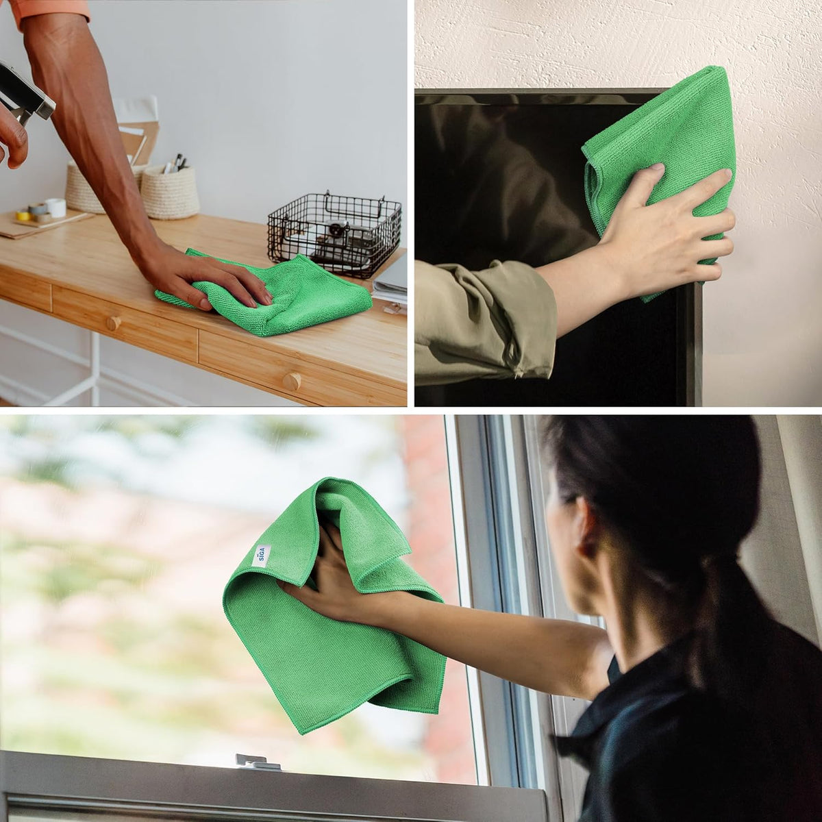 MR.SIGA Microfiber Cleaning Cloths, All-Purpose Microfiber Towels, Streak Free Cleaning Rags, Pack